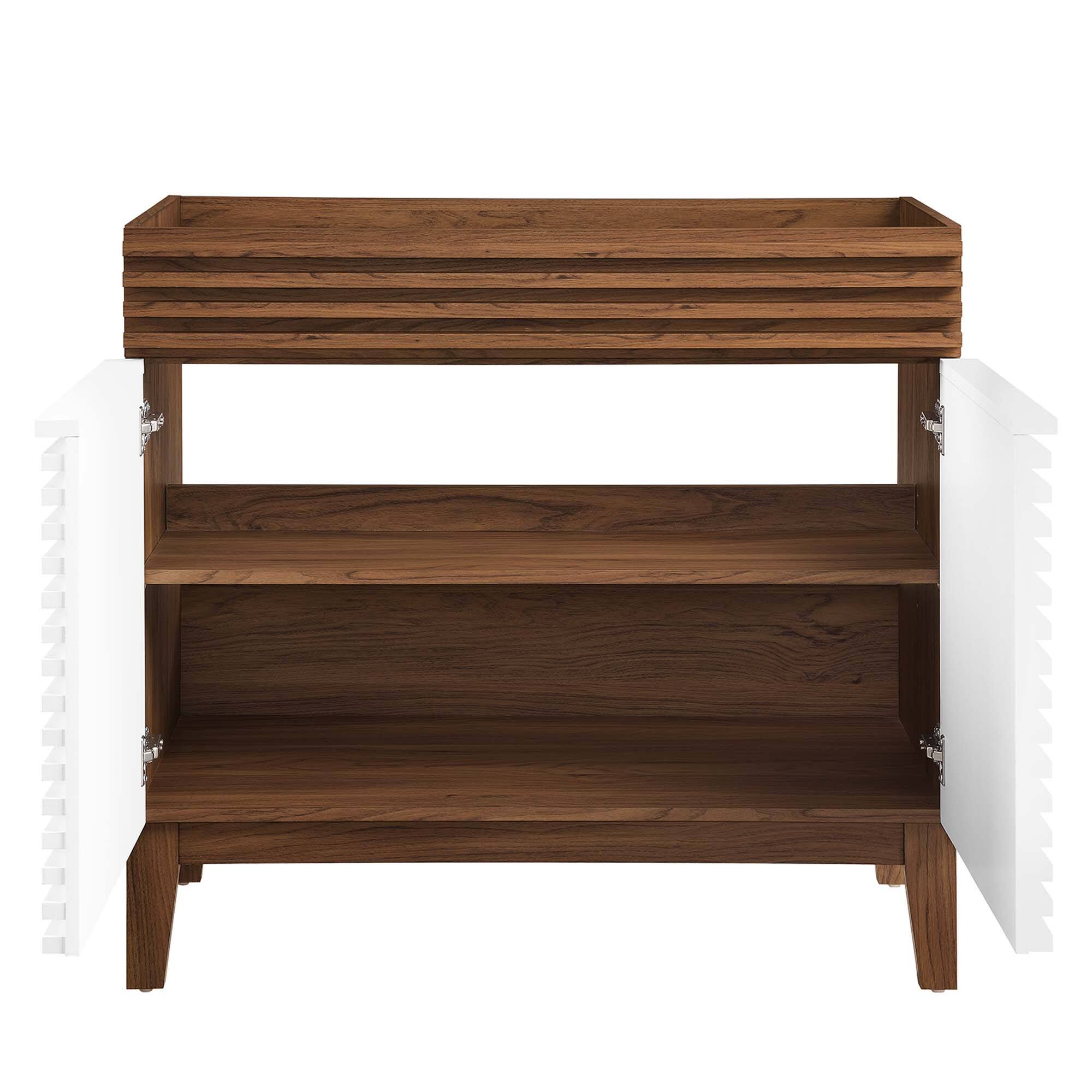 Alt View 4. Modway - Render 30" and 36" Bathroom Cabinets Basin Not Included by Modway - White Walnut.
