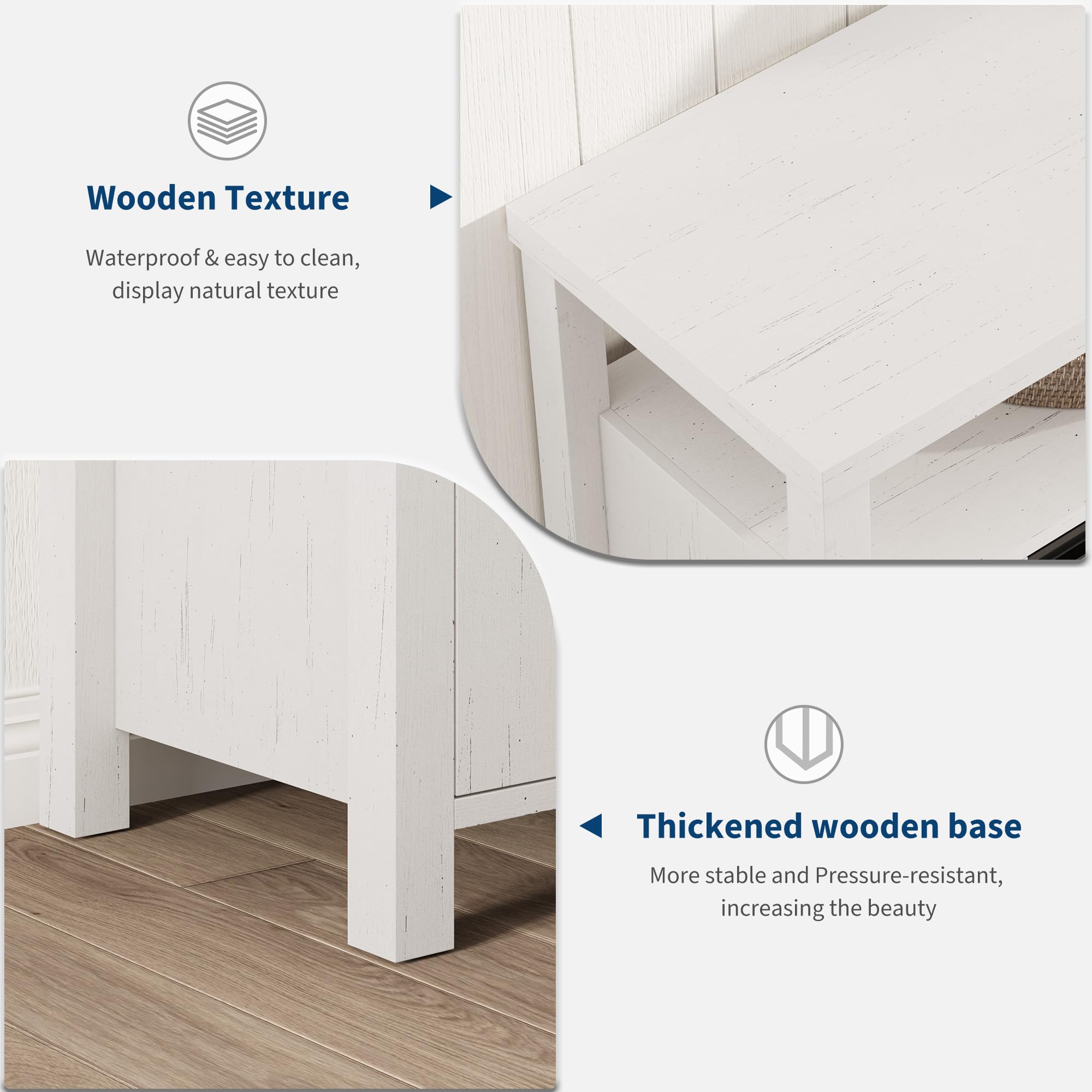 Wooden Texture  
Waterproof & easy to clean, display natural texture  

Thickened wooden base  
More stable and pressure-resistant, increasing the beauty
