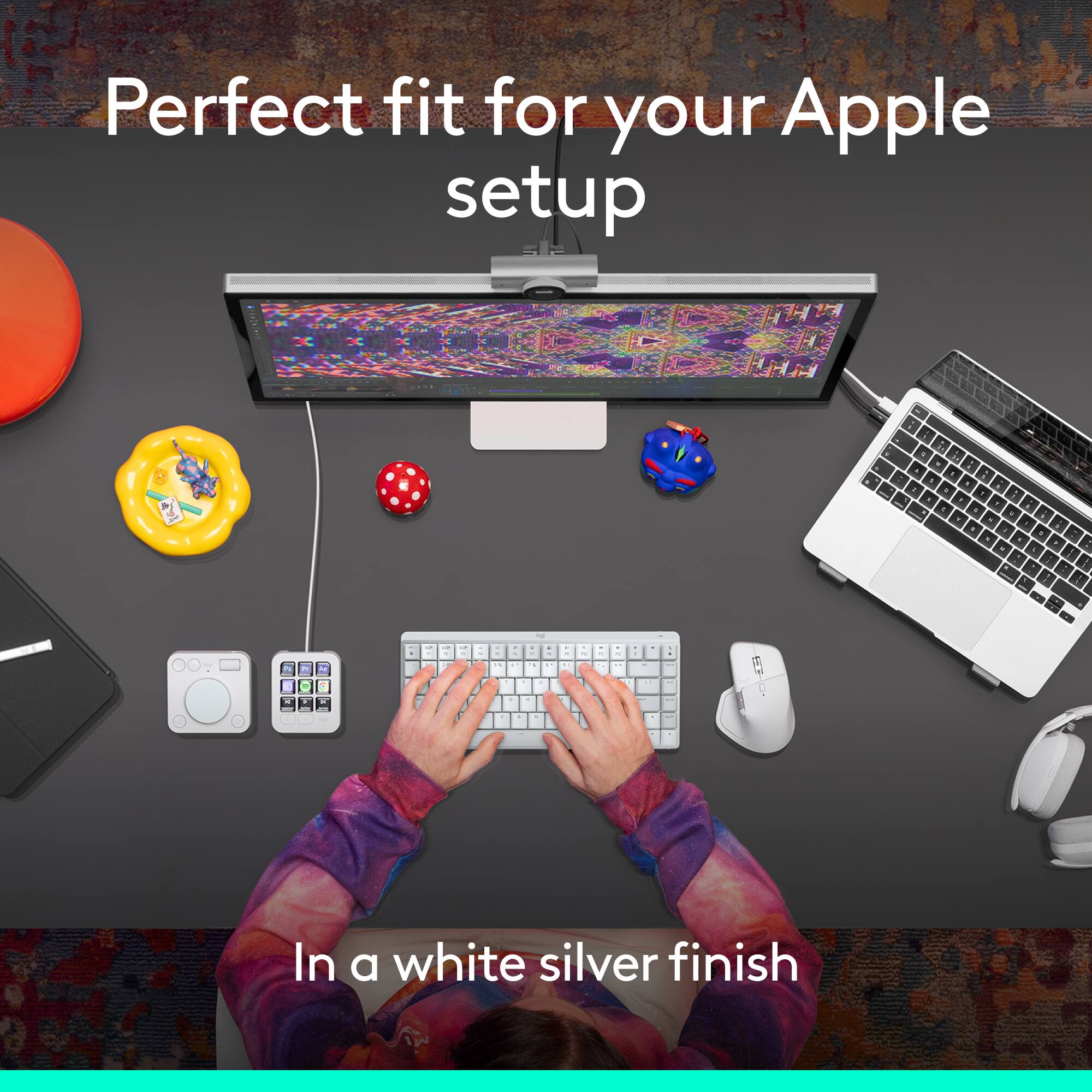 Perfect fit for your Apple setup in a white silver finish.