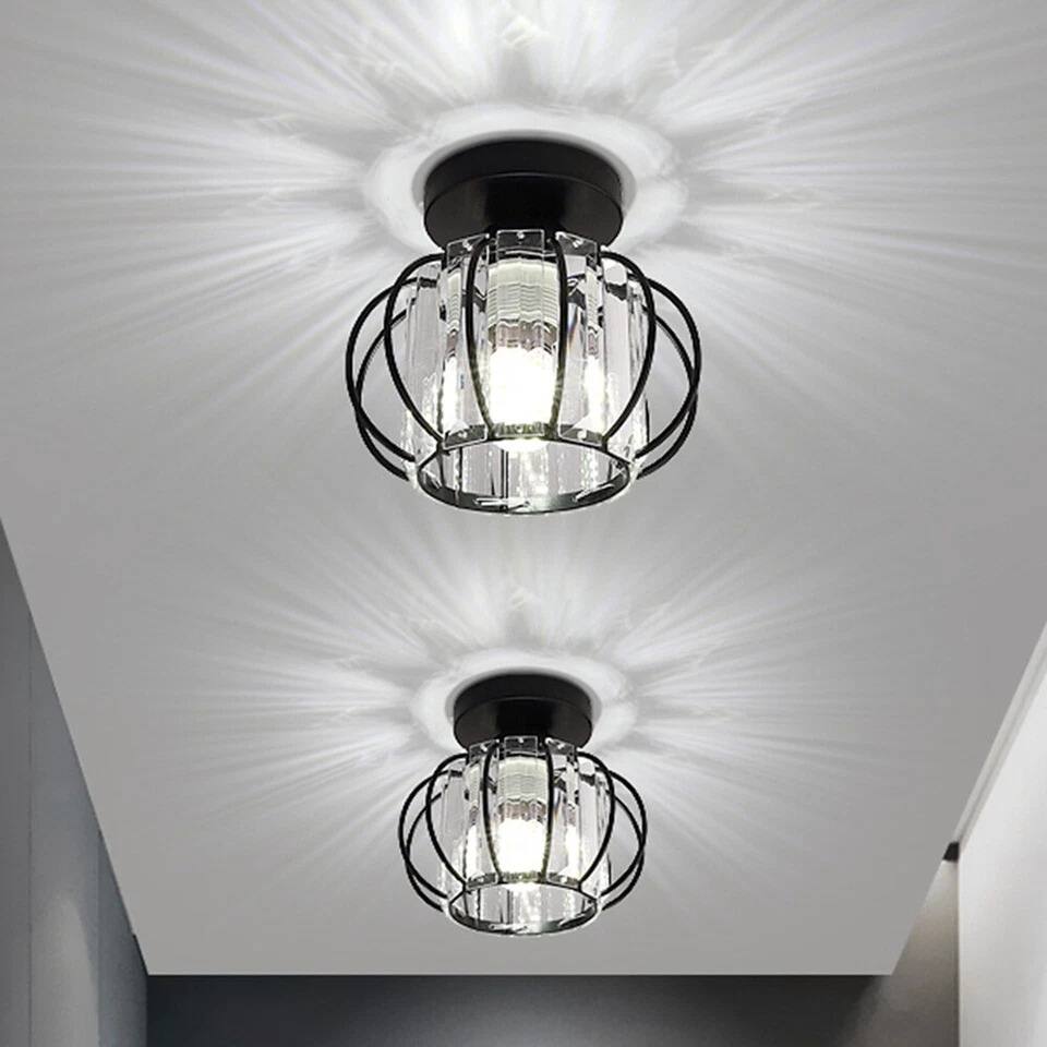 Back. Home Collection - Modern Crystal Chandelier Flush Mount Ceiling Light Fixture for Hallway Bedroom Living Room.