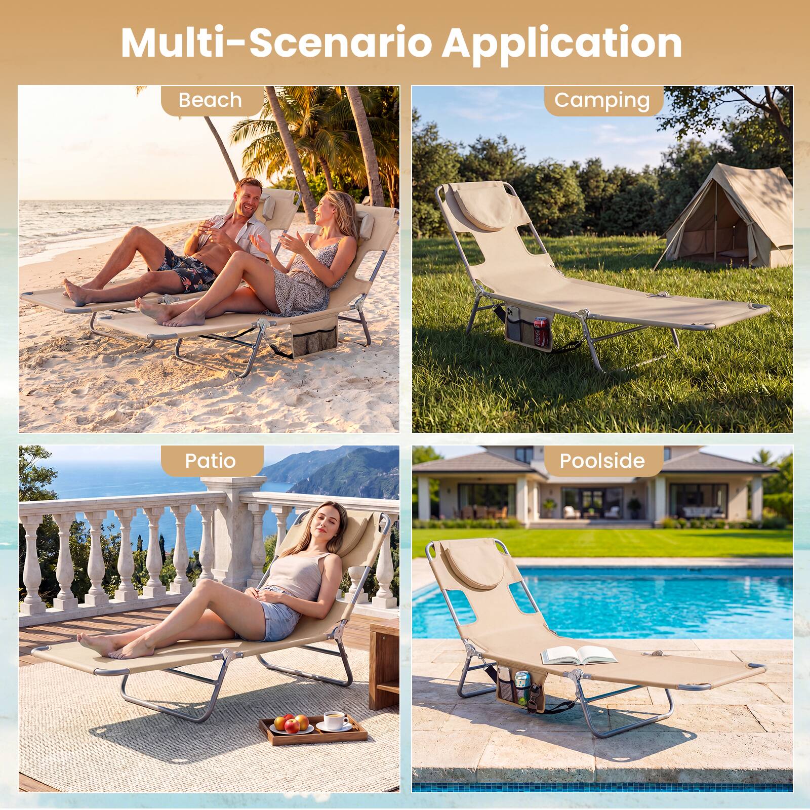 Multi-Scenario Application

- Beach
- Camping
- Patio
- Poolside
