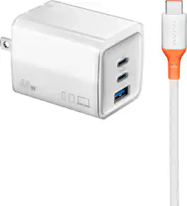 Insignia™ - 65W Wall Charger with 6 ft. USB-C Cable for Smartphones, Tablets, Laptops, and More - White