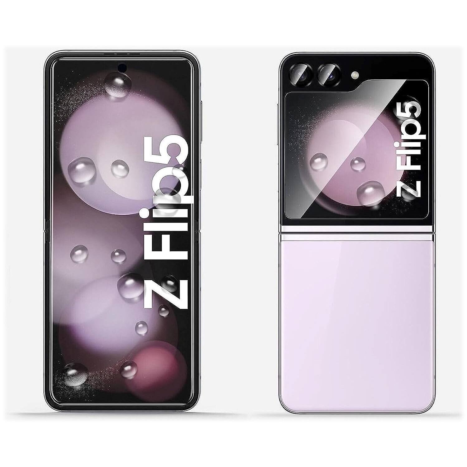 Alt View 11. SaharaCase - ZeroDamage Ultra Strong+ Tempered Glass + Film Screen Protector for Samsung Galaxy Z Flip5 (2-Pack) - Clear.