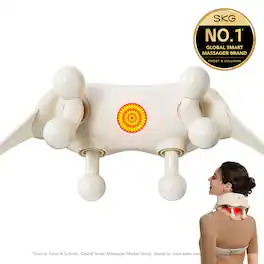 SKG - Lower Back Massager for Pain Relief Deep Tissue Christmas Gifts for Men Women Adjustable Cordless Heating Pad - White