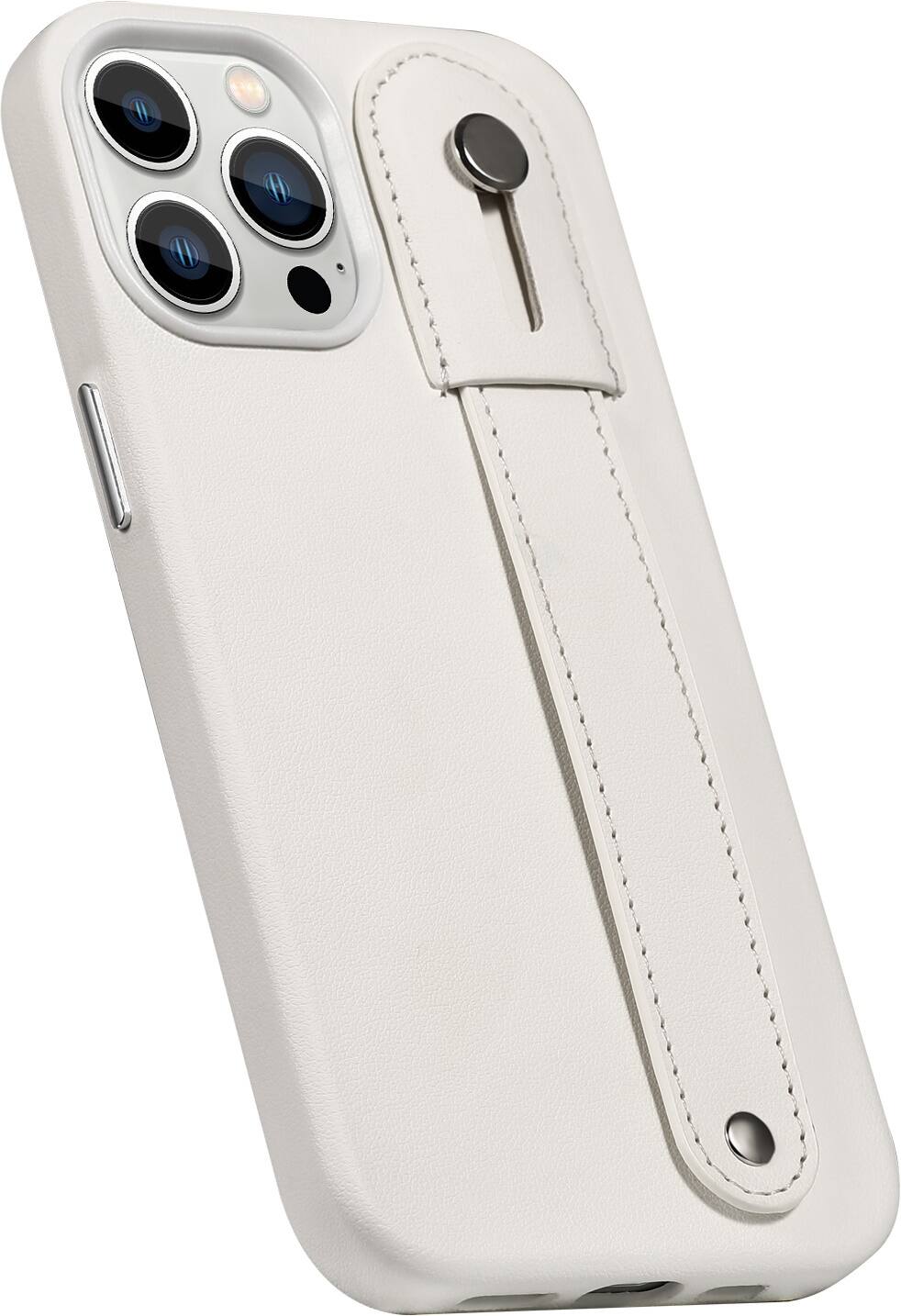 Angle. SaharaCase - Indy Series Hand Strap Case for Apple iPhone 13 Pro - Cloud White.