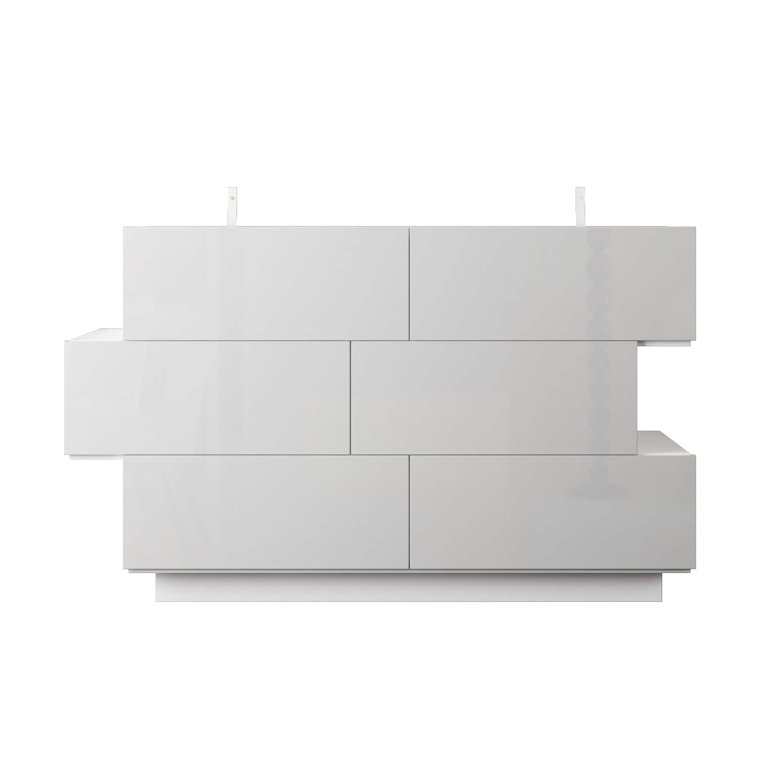 Front. Famapy - Famapy High - Gloss Storage Cabinet 6-Drawers Dresser with Sleek Sophistication - White.