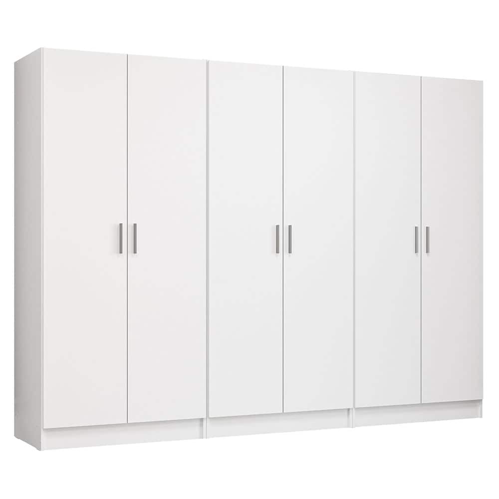 Front. Madesa - Madesa 6 Doors Wardrobe with Ample Shelves and Hanging Space 94"L - White - White.