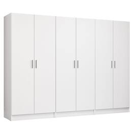 Madesa - 6 Doors Wardrobe with Ample Shelves and Hanging Space 94"L - White