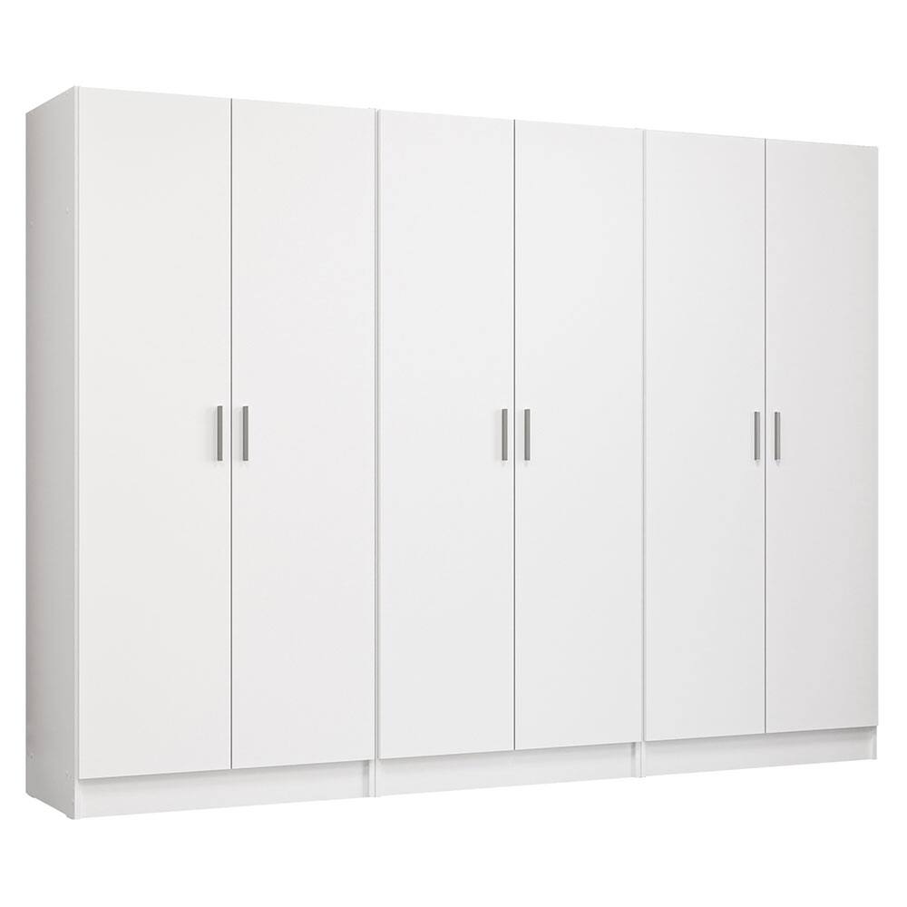 Front. Madesa - Madesa 6 Doors Wardrobe with Ample Shelves and Hanging Space 94"L - White - White.