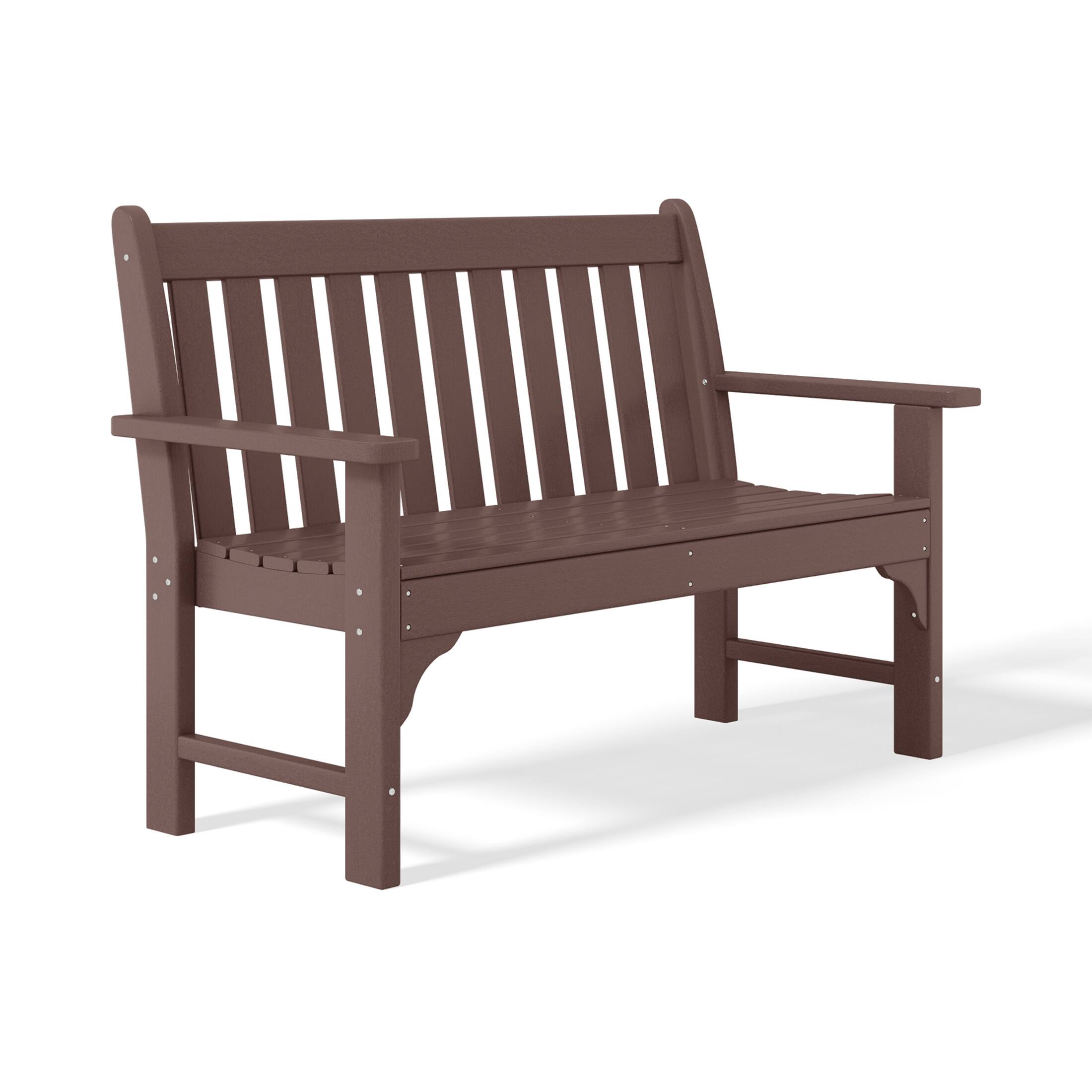 Left. WestinTrends - WestinTrends Malibu Outdoor 2-Person All-Weather HDPE Front Porch Garden Bench - Dark Brown.