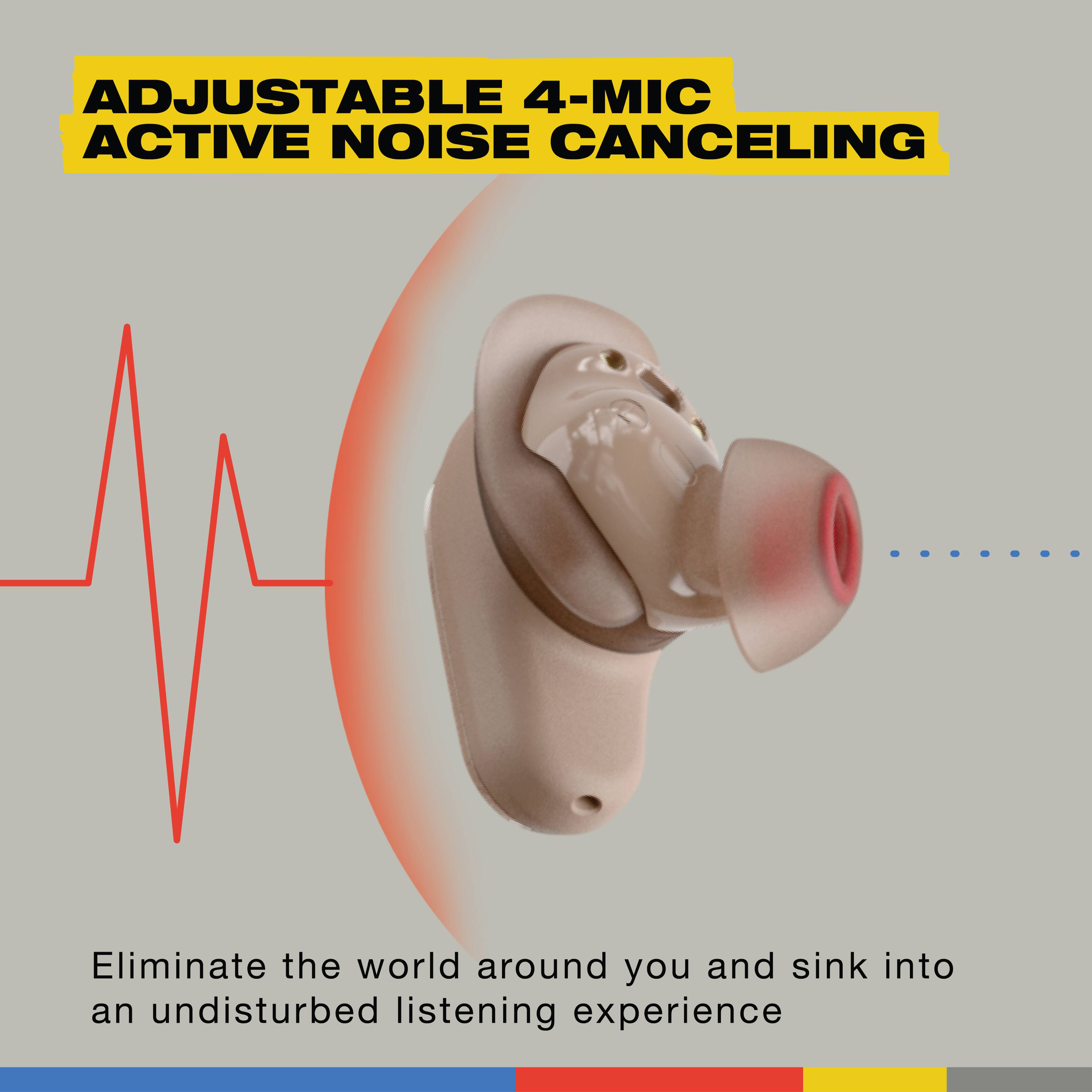 Adjustable 4-Mic Active Noise Canceling: Eliminate the world around you and sink into an undisturbed listening experience.
