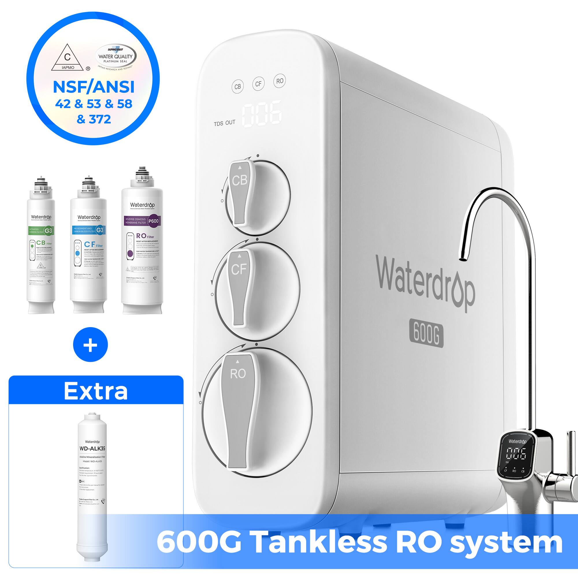 Waterdrop - G3P600 Reverse Osmosis System Extra WD-ALK35 Water Filter - White