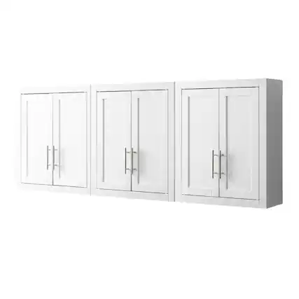 Front. Crosley Furniture - Savannah 3Pc Wall Storage Cabinet - 3 Wall Cabinets - White.