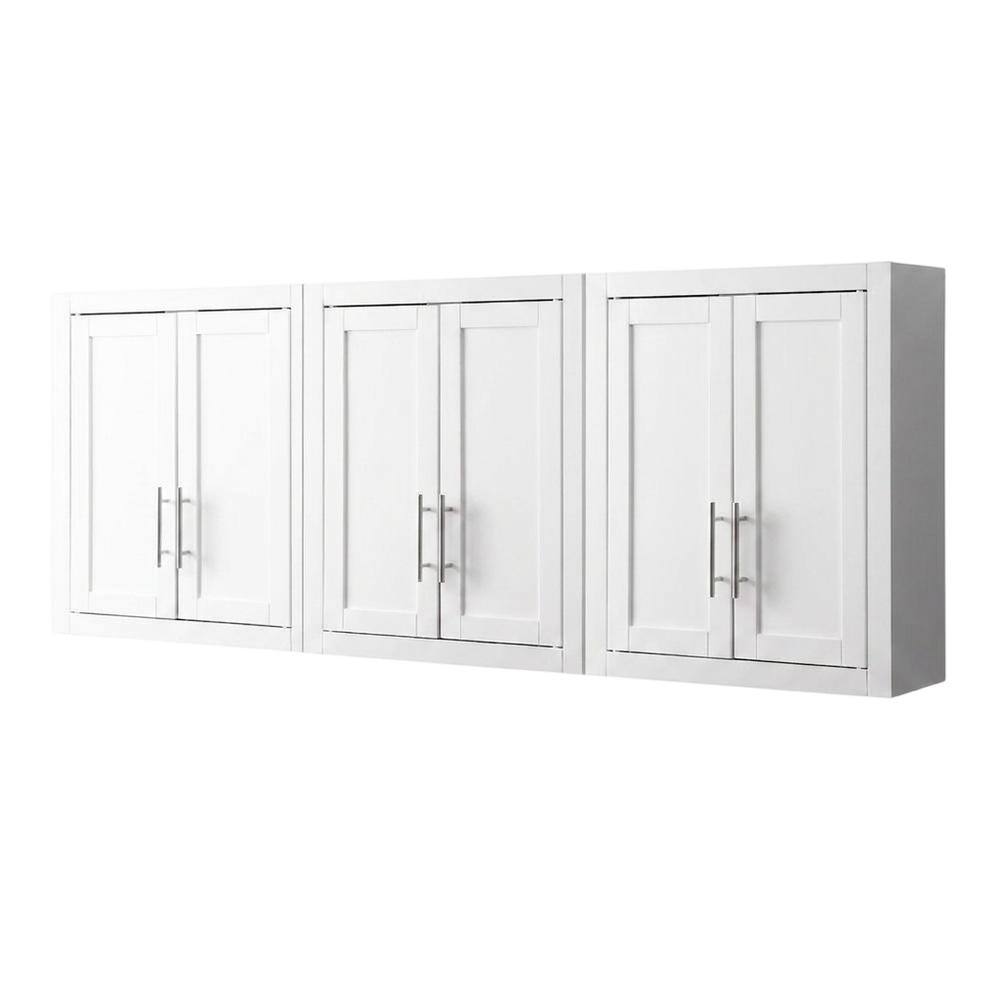 Front. Crosley Furniture - Savannah 3Pc Wall Storage Cabinet - 3 Wall Cabinets - White.