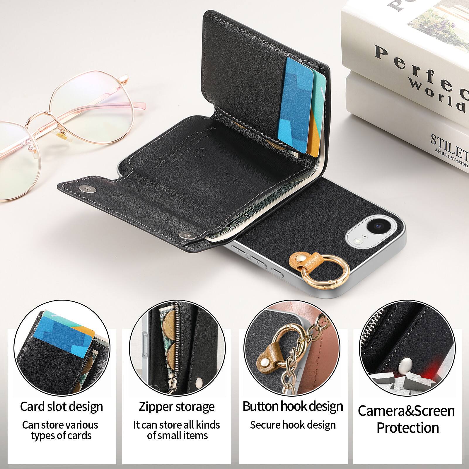 Perfect World STILET AN ILLUSTRATED

Card slot design
Can store various types of cards

Zipper storage
It can store all kinds of small items

Button hook design
Secure hook design

Camera&Screen Protection