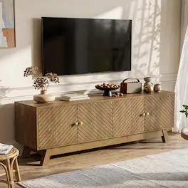 Tribesigns - LITTLE TREE 63" Mid-Century Modern TV Stand for TVs Up to 60 Inch - Brown