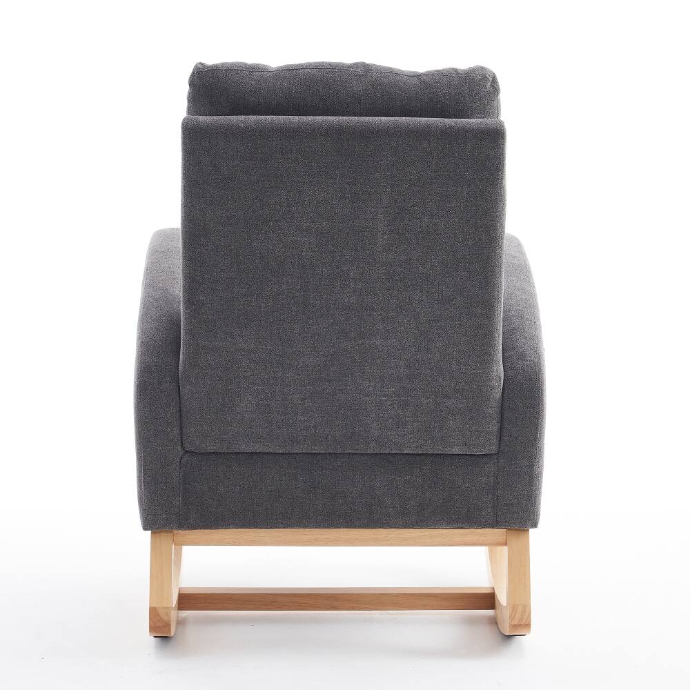 Alt View 4. Loheer - Loheer Gray Accent Rocking Chair High Back Nursery Rocker with Rubber Wood Base - Gray.