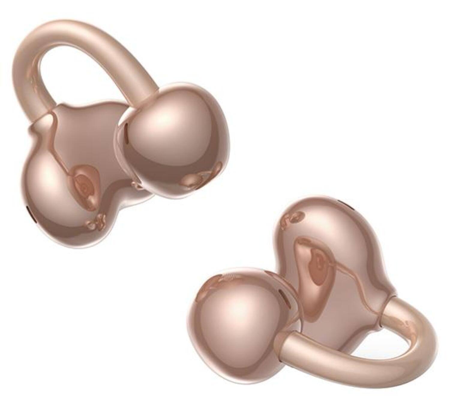 Left. Tronsmart - OpenFly Clip Open-Ear Wireless Clip-On Earbuds w/ Bluetooth 6.0, AI ENC Microphones, 24H Battery, IPX5 & Tap Control - Rose Gold.