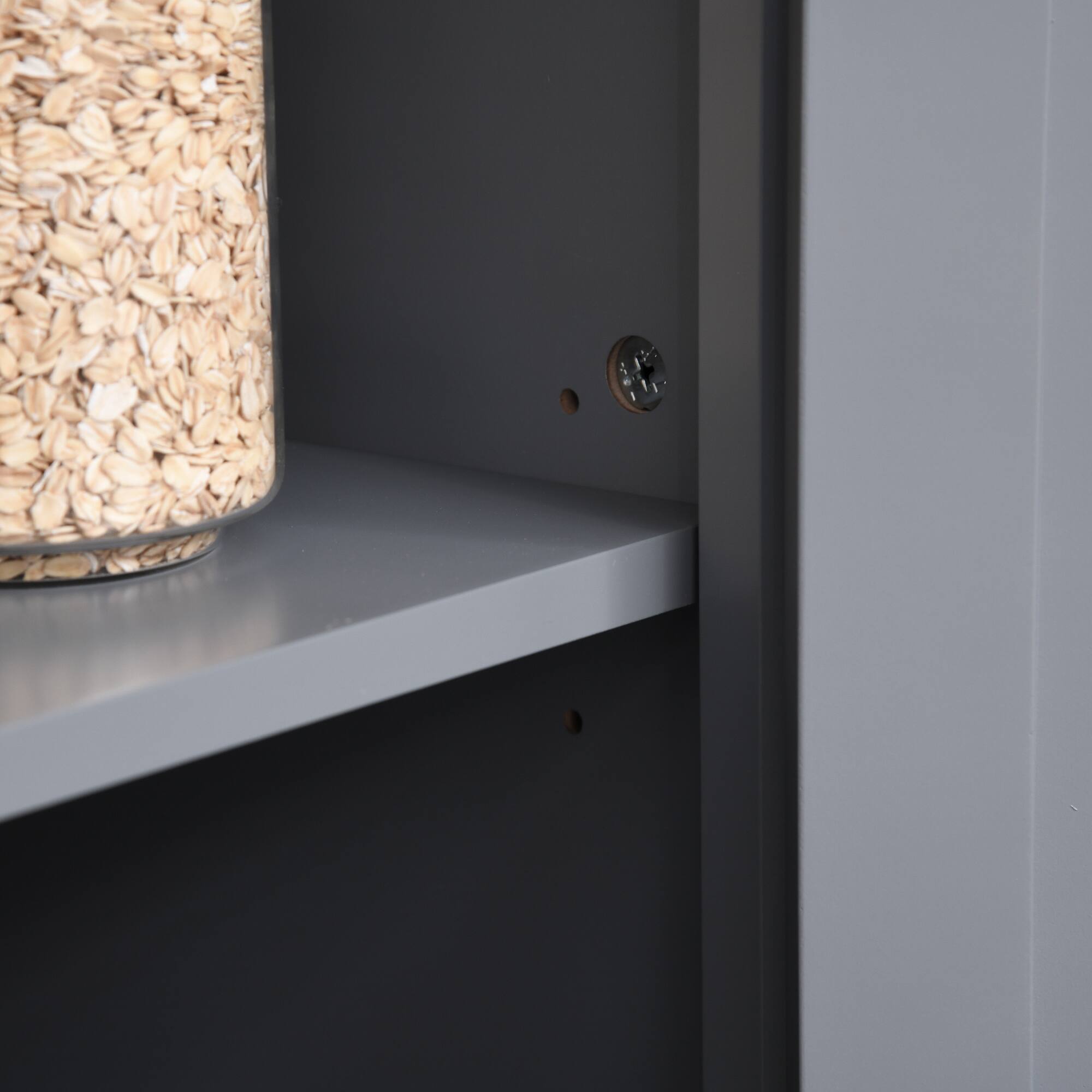 Alt View 8. Homcom - Elegant Buffet with Hutch, Kitchen Pantry Storage Cabinet with Framed Glass Door Drawer and Microwave Space, Grey - Grey.