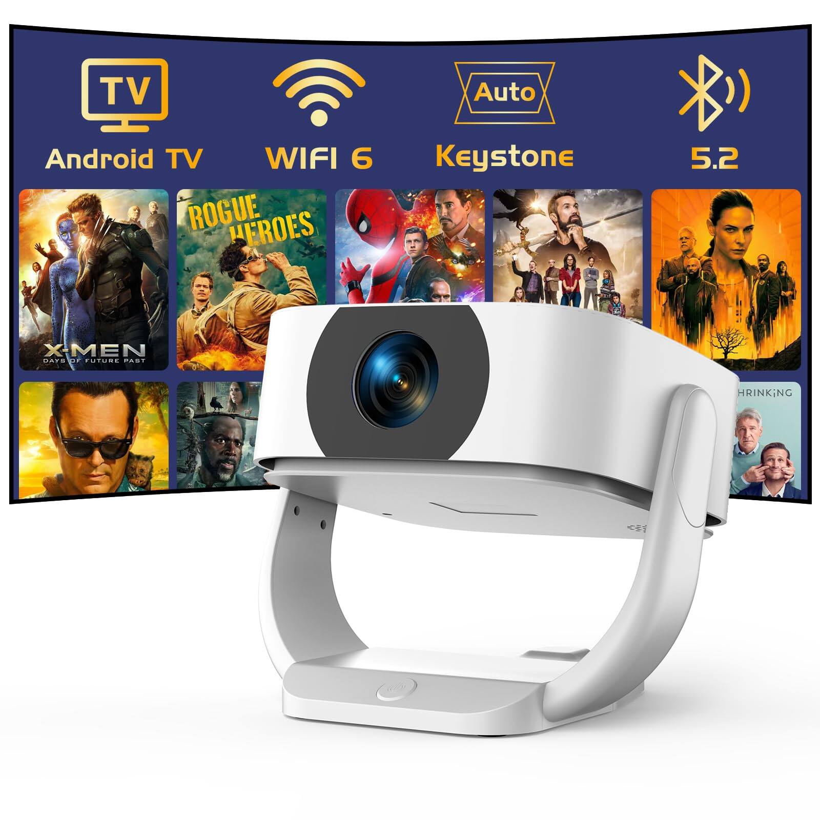 The Best Inks - 【built-in Apps】android Smart Projector With Electric Focus & Auto Keystone Native 1080p Movie Wifi And 270° Rotatable - Default
