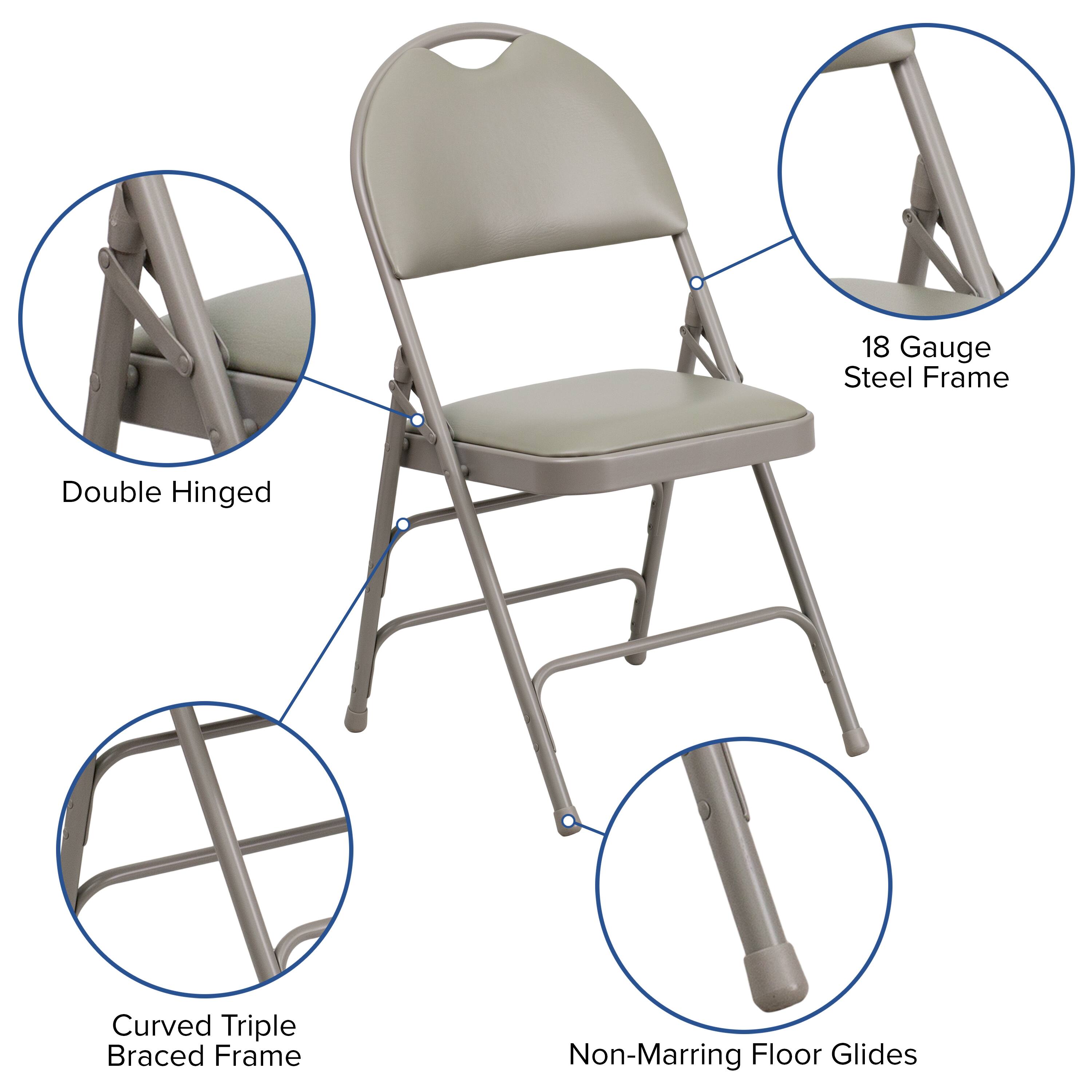 18 Gauge Steel Frame Double Hinged Curved Triple Braced Frame Non-Marring Floor Glides