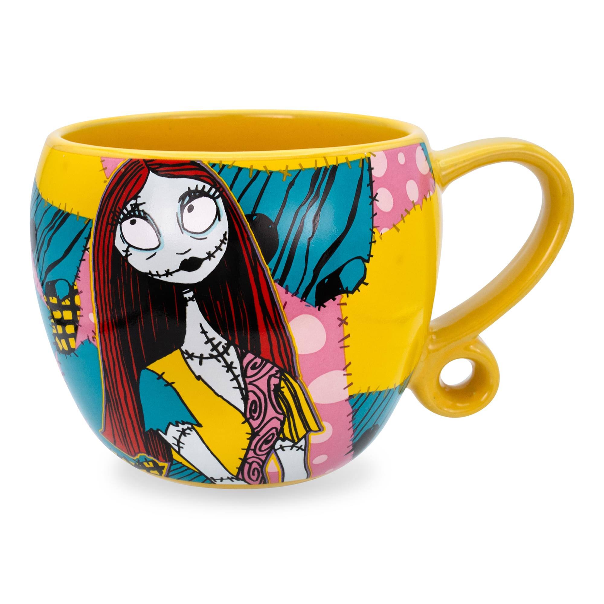 Alt View 1. Disney - Disney Nightmare Before Christmas Jack and Sally Patchwork Sculpted Ceramic Mug - Yellow.