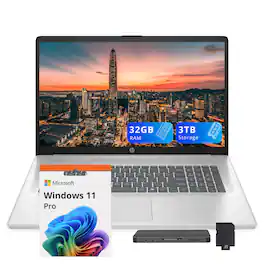 HP - 17.3" FHD Laptop,Intel Core i7 1355U,32GB RAM,2TB SSD+1TB Dock Station,Intel Iris Xe Graphics,Win 11 Pro - Silver