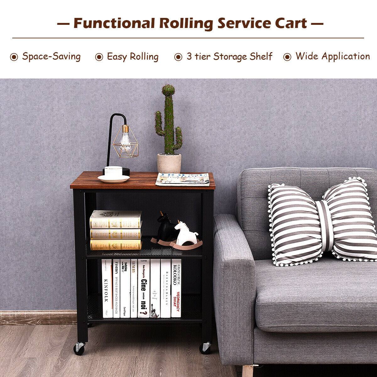 Functional Rolling Service Cart

- Space-Saving
- Easy Rolling
- 3 tier Storage Shelf
- Wide Application