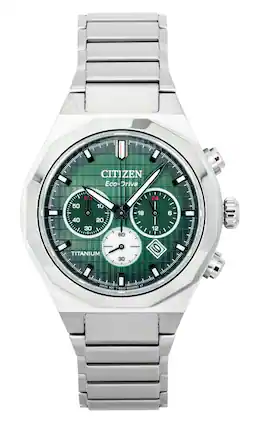 Citizen - Zenshin Senkei Chronograph Super Titanium Dial Eco-Drive CA4691-59X 100M Men's Watch - Green