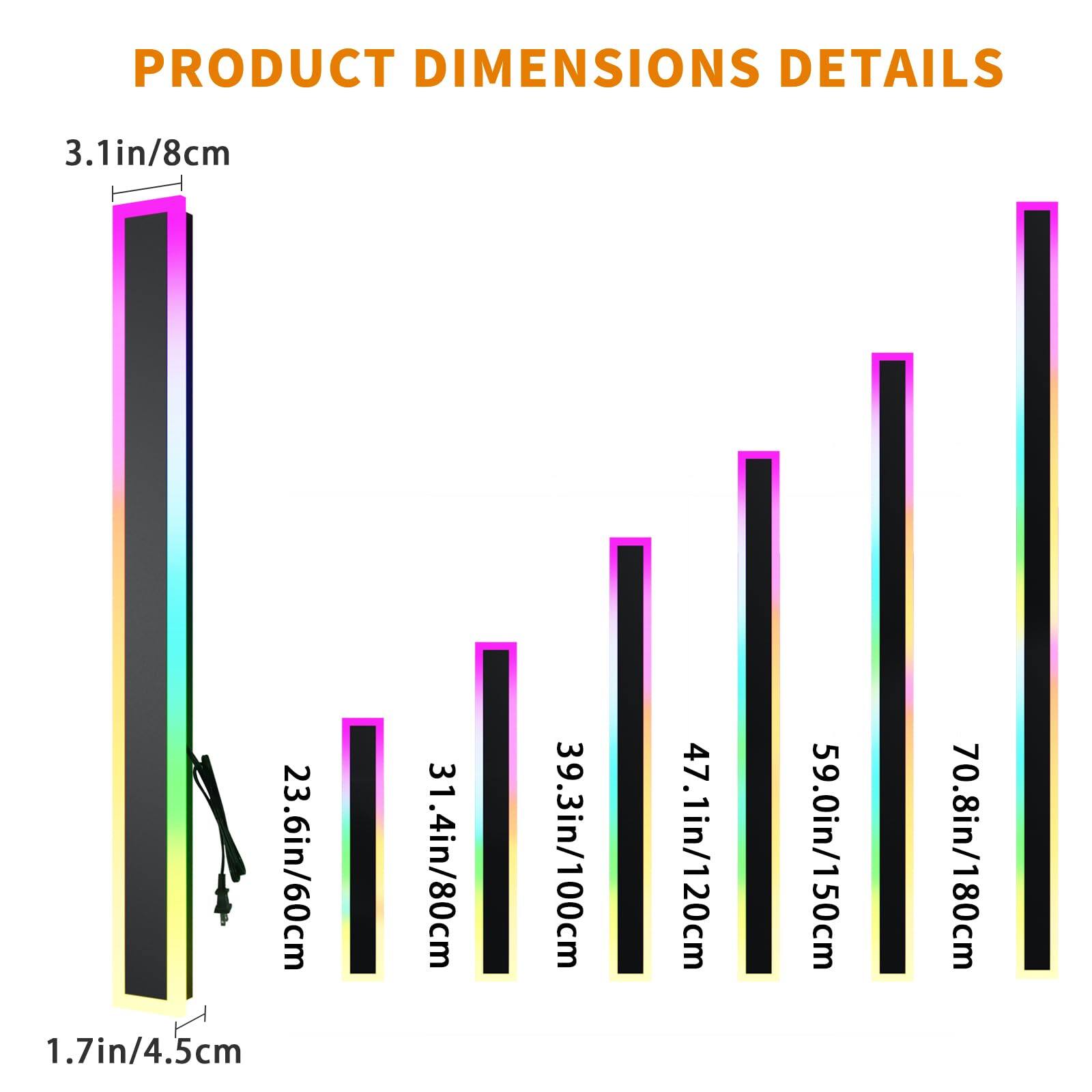 PRODUCT DIMENSIONS DETAILS

- 3.1in/8cm
- 23.6in/60cm
- 1.7in/4.5cm
- 31.4in/80cm
- 39.3in/100cm
- 47.1in/120cm
- 59.0in/150cm
- 70.8in/180cm