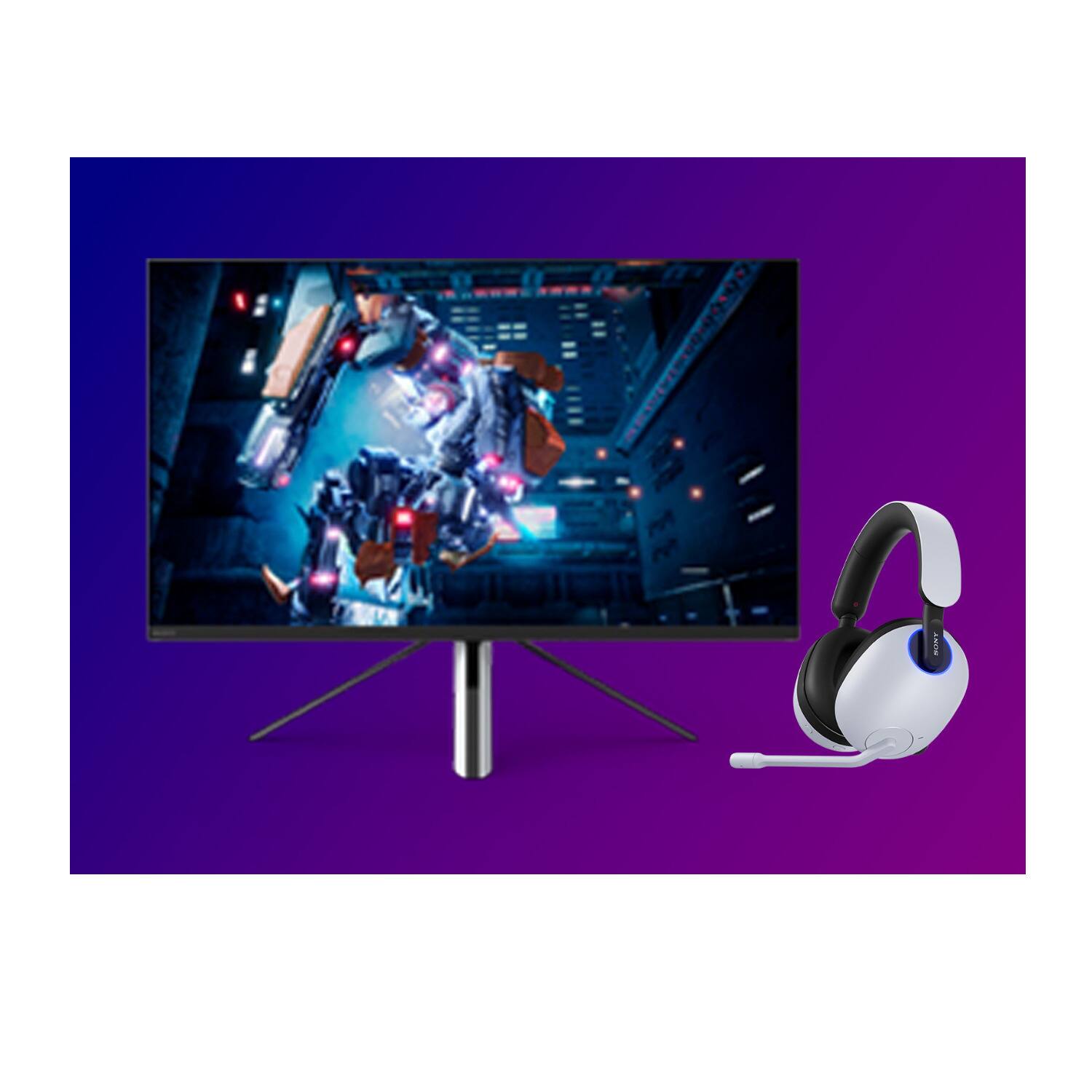 Back. Sony - Sony INZONE H9 Wireless Noise Canceling Gaming Headset with Headphone Stand - White.