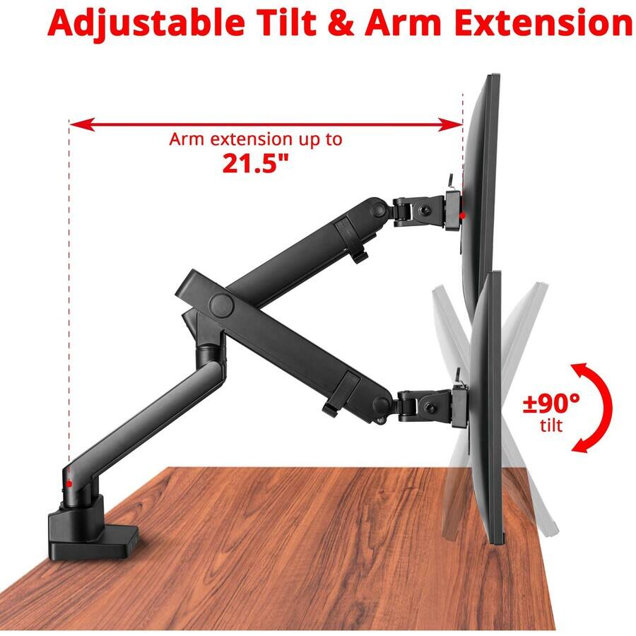 Adjustable Tilt & Arm Extension

Arm extension up to 21.5"

±90° tilt