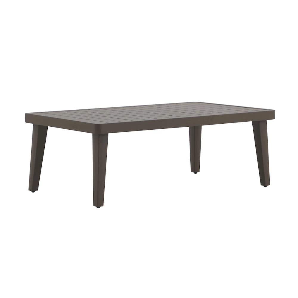 Outdoor Escape - Metal Outdoor Coffee Table, Rectangular Patio Coffee Table - Brown
