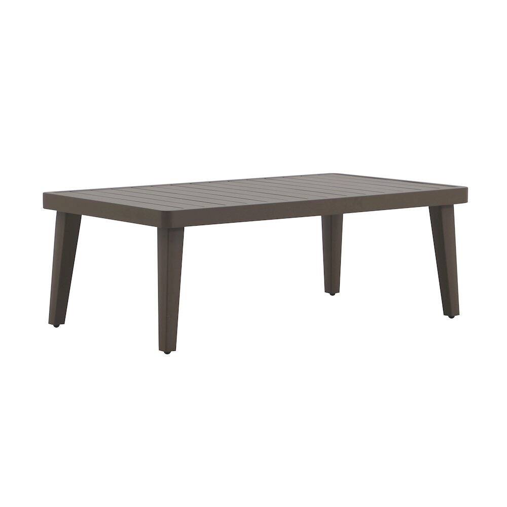 Alt View 2. Outdoor Escape - Brown Metal Outdoor Coffee Table, Rectangular Patio Coffee Table - Brown.