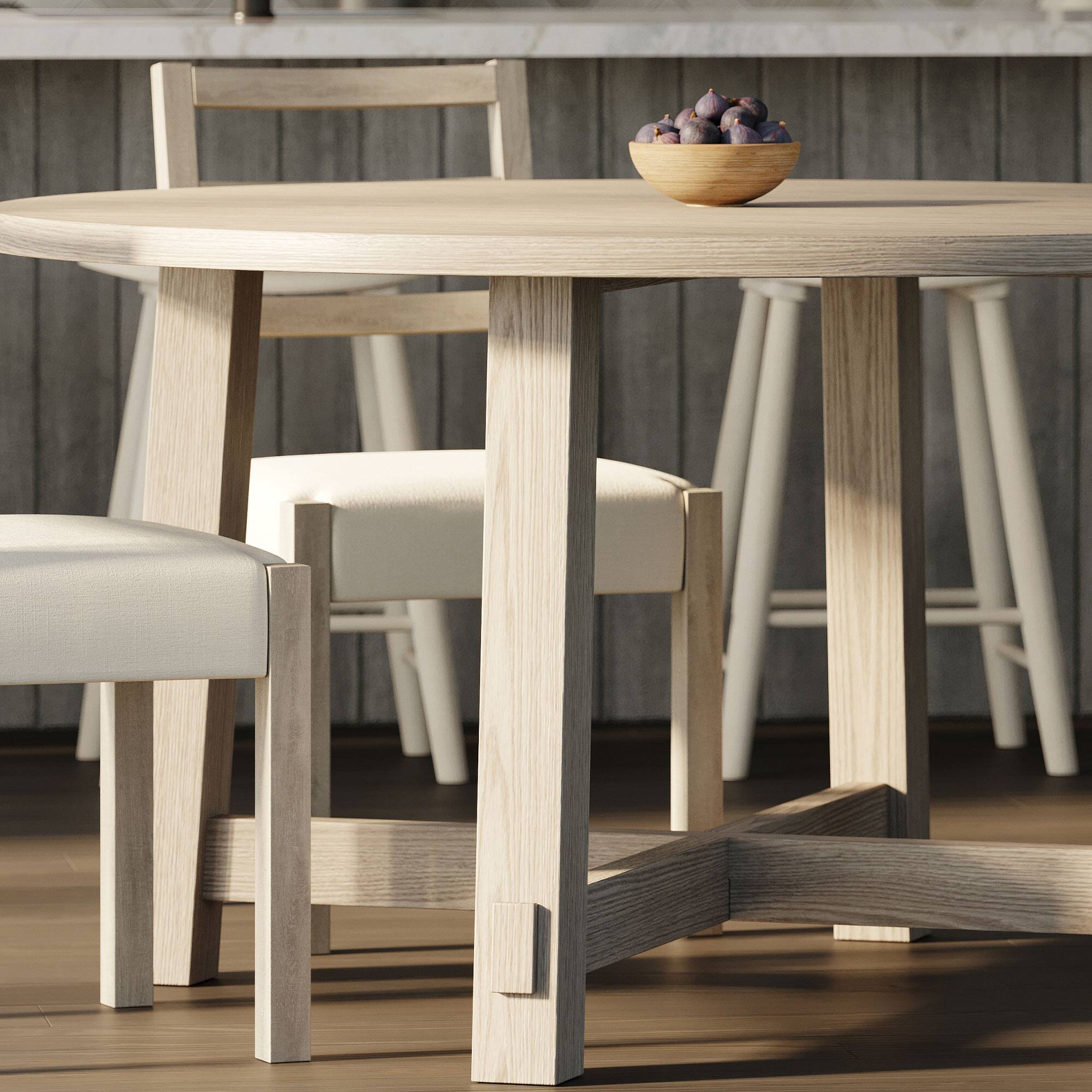 Alt View 10. Maven Lane - Maven Lane Sasha Round Wooden Dining Table in Weathered White Finish - White.