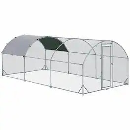 RYHNUYNE - Metal Chicken Coop, 18.7 ft x 9.2 ft x 6.5 ft Walk-in Run, Dome Roof, Waterproof Cover, 1 in Tube