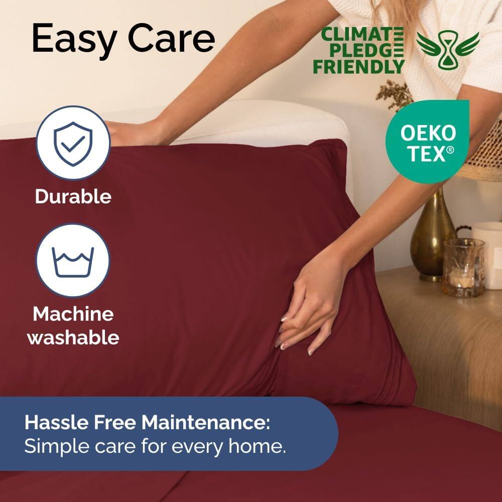 Easy Care  
CLIMATE PLEDGE FRIENDLY  
Durable  
Machine washable  

Hassle Free Maintenance:  
Simple care for every home.