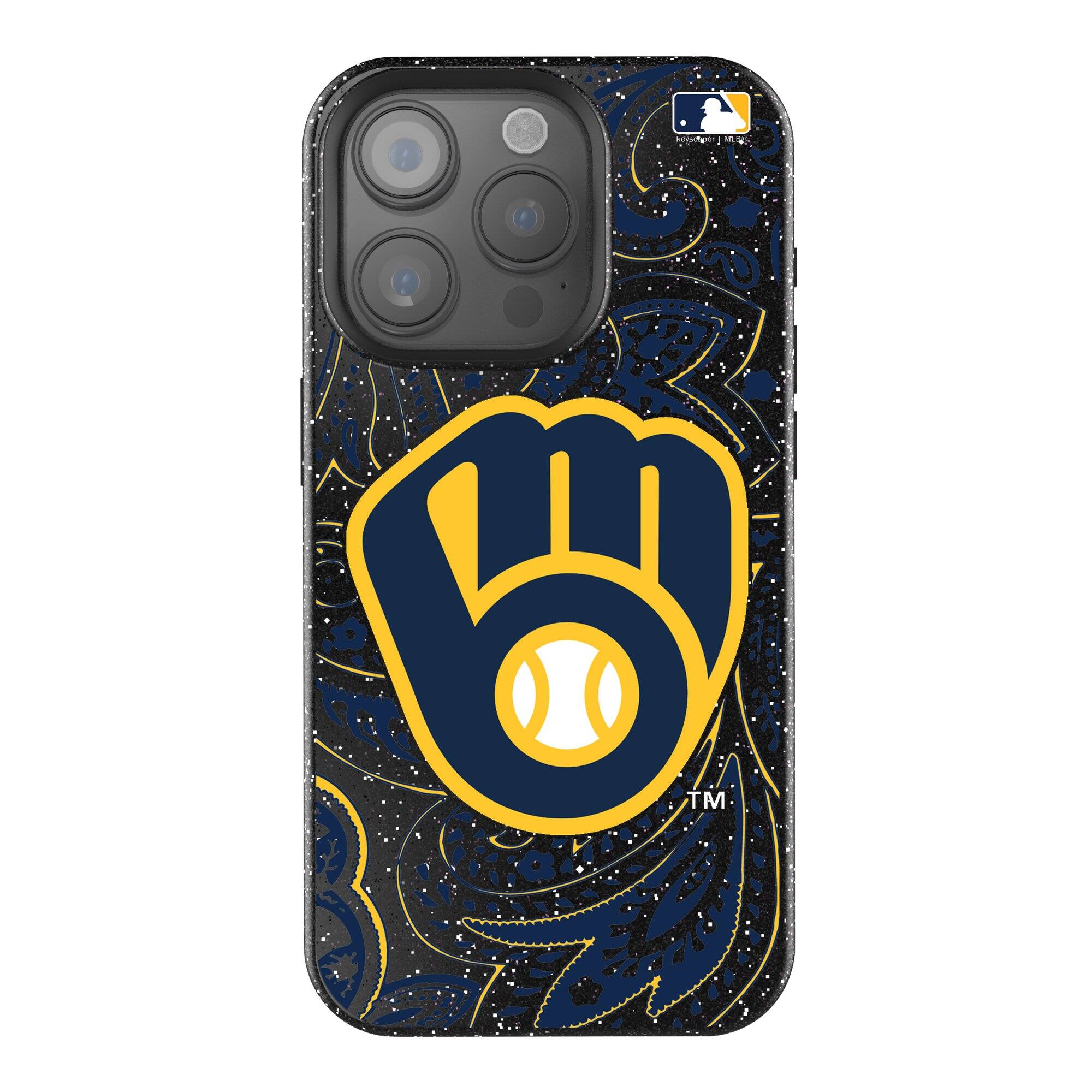 Front. Keyscaper - Paisley Bling iPhone Case - 14 Plus - Black.