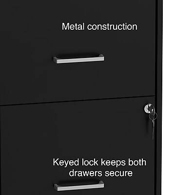 Metal construction  
Keyed lock keeps both drawers secure