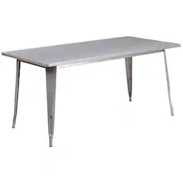 Flash Furniture - Charis Commercial Grade 31.5" x 63" Rectangular Silver Metal Indoor-Outdoor Table - Gray