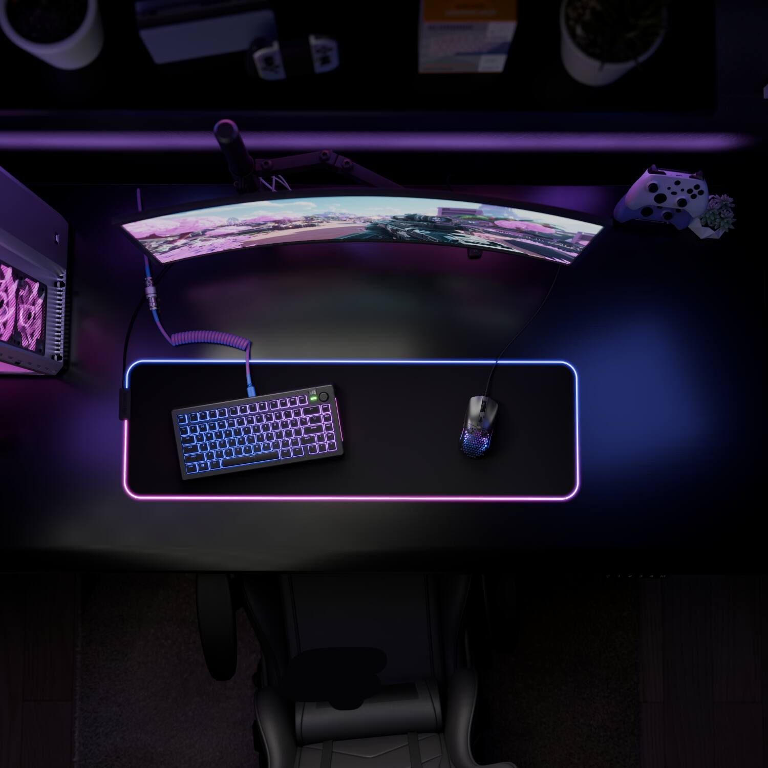 Alt View 4. Glorious - GMP 2 GLED LE Gaming Mouse Pad with InfiniGlow Stitchless Edge - Large Extended - Black.