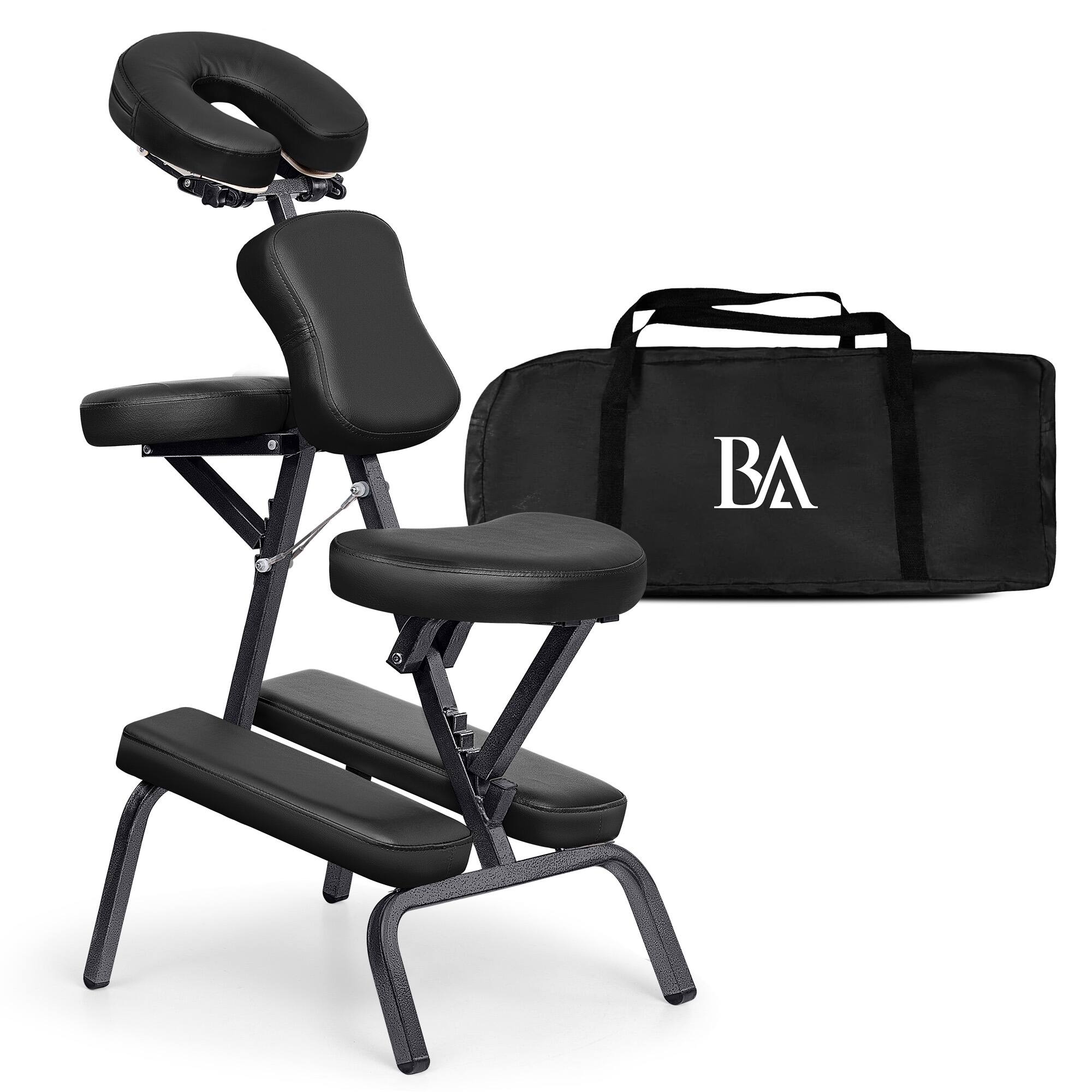 Alt View 4. KERDOM - Portable Massage Tattoo Chair 4 inch Thickened PU Leather Waterproof Therapy Salon Chair with Carry Bag 300 lbs Capacity - Black.