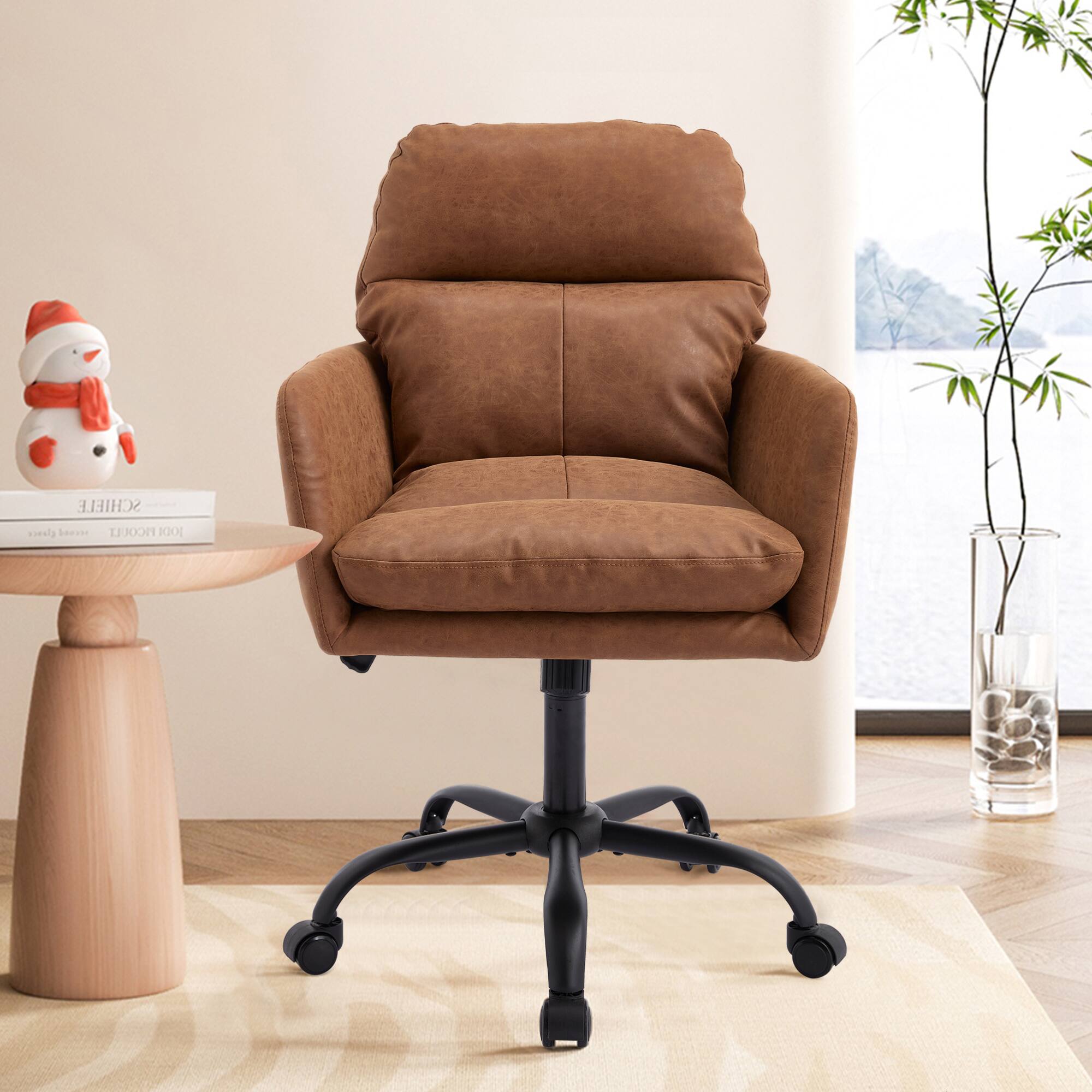 GOODSILO - Ergonomic Executive Office Chair with Adjustable Height and PU Leather Upholstery - Brown - Thumbnail 5