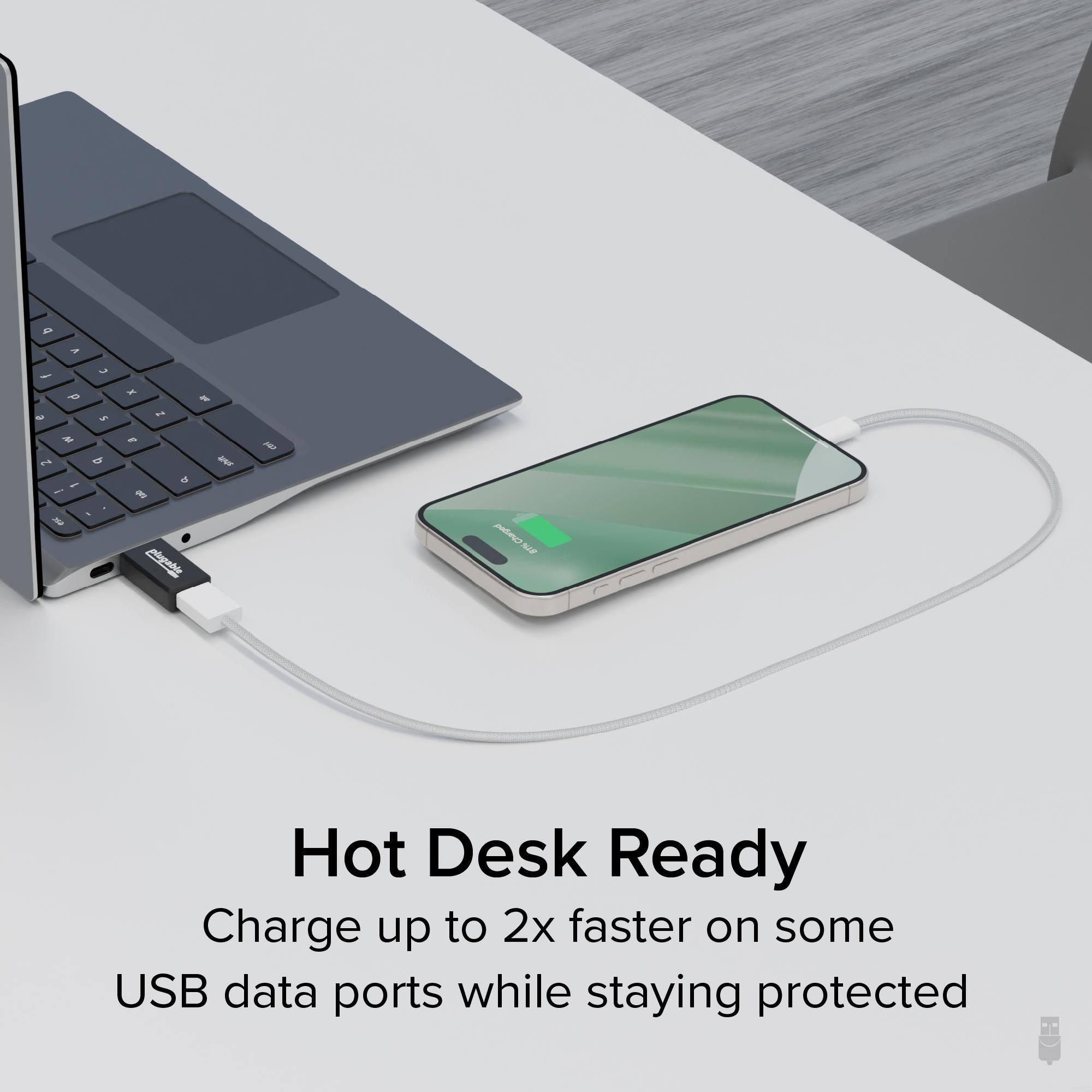 Hot Desk Ready

Charge up to 2x faster on some USB data ports while staying protected