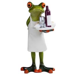 FC Design - 6"H Frog Chef Wine Serving Funny Animal Figurine Statue Office Desk Tabletop Home Decor Gift - Multi-Color