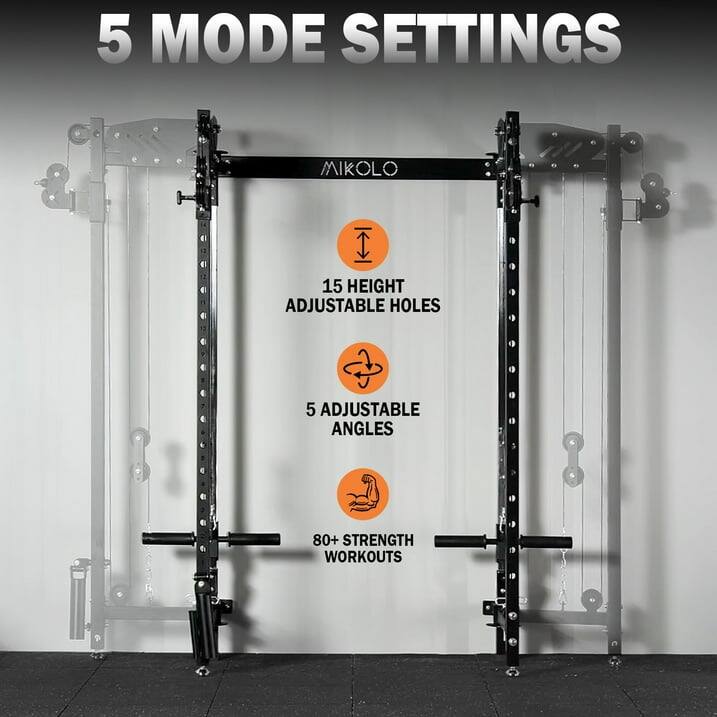 5 MODE SETTINGS
MIKOLO
15 HEIGHT ADJUSTABLE HOLES
5 ADJUSTABLE ANGLES
80+ STRENGTH WORKOUTS