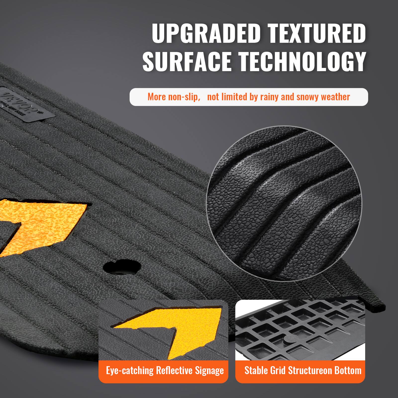 UPGRADED TEXTURED SURFACE TECHNOLOGY

More non-slip, not limited by rainy and snowy weather

Eye-catching Reflective Signage

Stable Grid Structure on Bottom