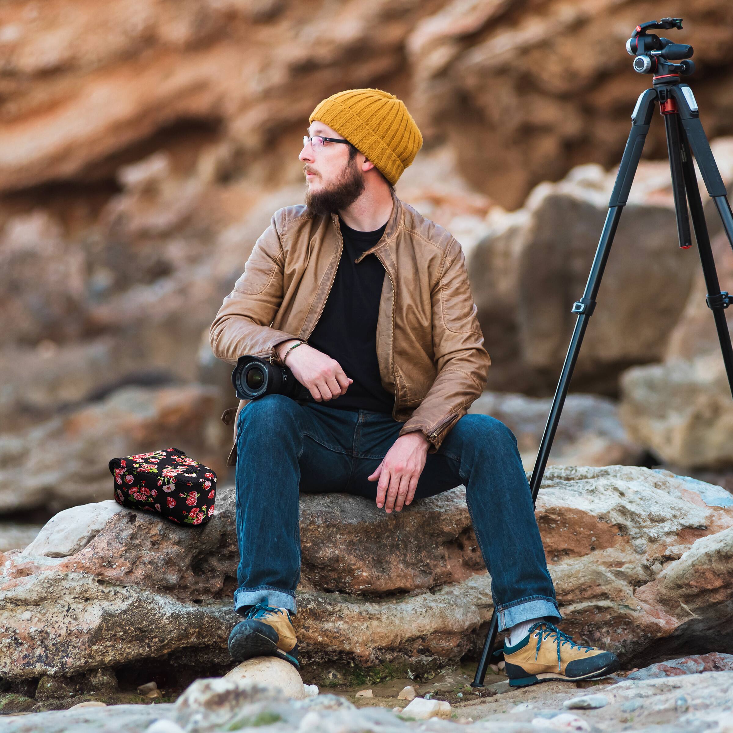 Alt View 8. USA Gear - USA Gear Camera Sleeve (Large) for Mid-Size SLRs - Pocket & Belt Loop (Floral).