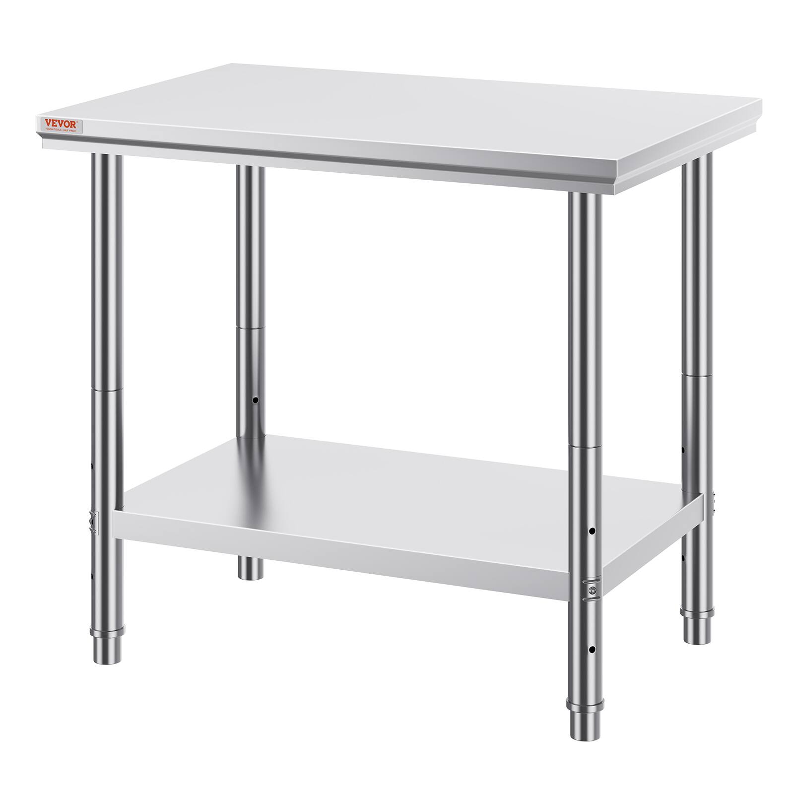 Alt View 5. VEVOR - Stainless Steel Prep Table, 35 x 24 x 31 Inch, 700 lbs Load Capacity, Heavy Duty Metal Worktable - Silver.