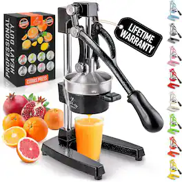 Zulay Kitchen - Cast-Iron Manual Citrus Press & Orange Squeezer Juicer - Black